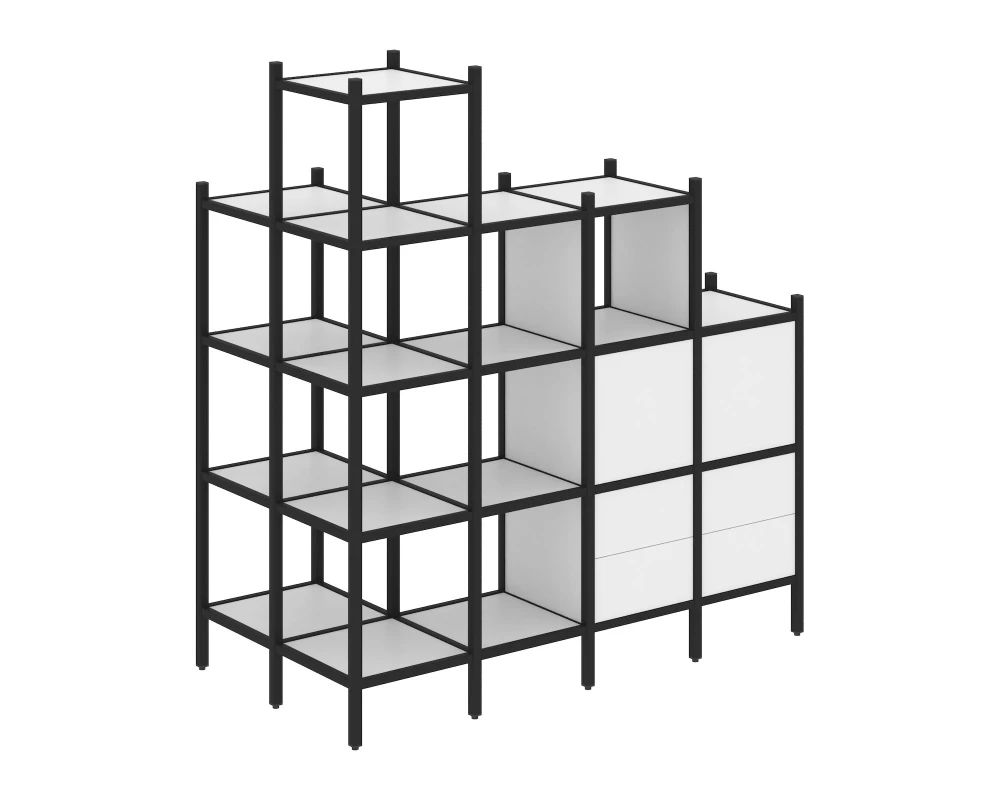 Угловой внешний стеллаж наборный L-58 862x1694x1869 Лофт / Loft