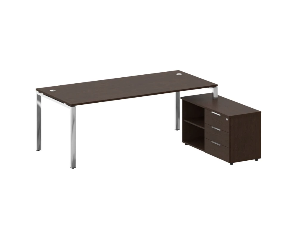 Стол рабочий руководителя с опорной тумбой правый 2100x1720x750 Метал Систем Директ / Metal System Direct