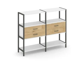 Двухсекционный стеллаж трехярусный с ящиками на одном ярусе 1590х400х1246 Шелф Систем / Shelf System images