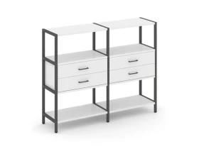 Двухсекционный стеллаж трехярусный с ящиками на одном ярусе 1590х400х1246 Шелф Систем / Shelf System images