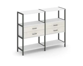 Двухсекционный стеллаж трехярусный с ящиками на одном ярусе 1590х400х1246 Шелф Систем / Shelf System images