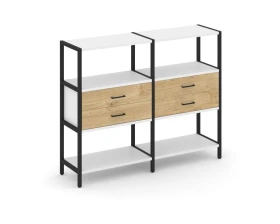 Двухсекционный стеллаж трехярусный с ящиками на одном ярусе 1590х400х1246 Шелф Систем / Shelf System images