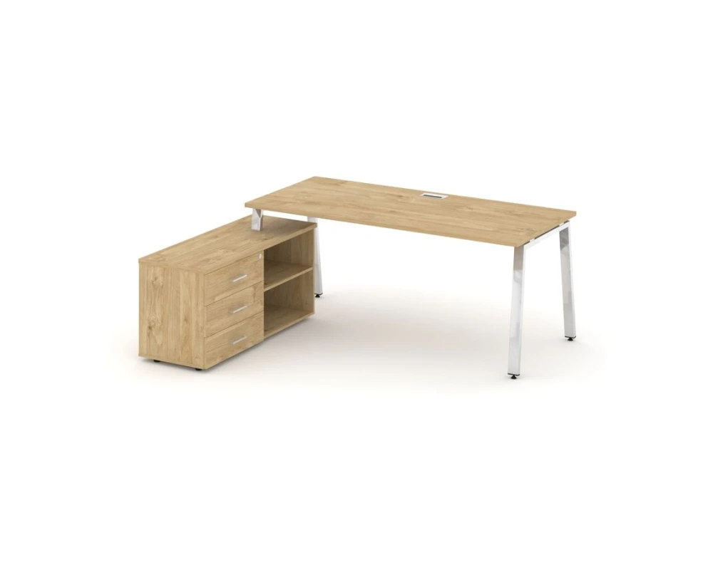 Стол письменный с греденцией левой на А-образном каркасе 1580x800x750 Стайл Проджект Директ Люкс / Style Project Direct Lux