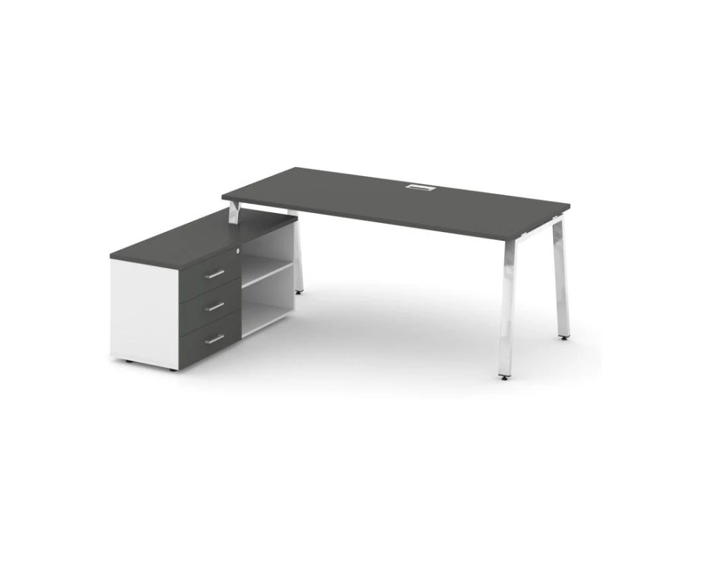 Стол письменный с греденцией левой на А-образном каркасе 1580x800x750 Стайл Проджект Директ Люкс / Style Project Direct Lux