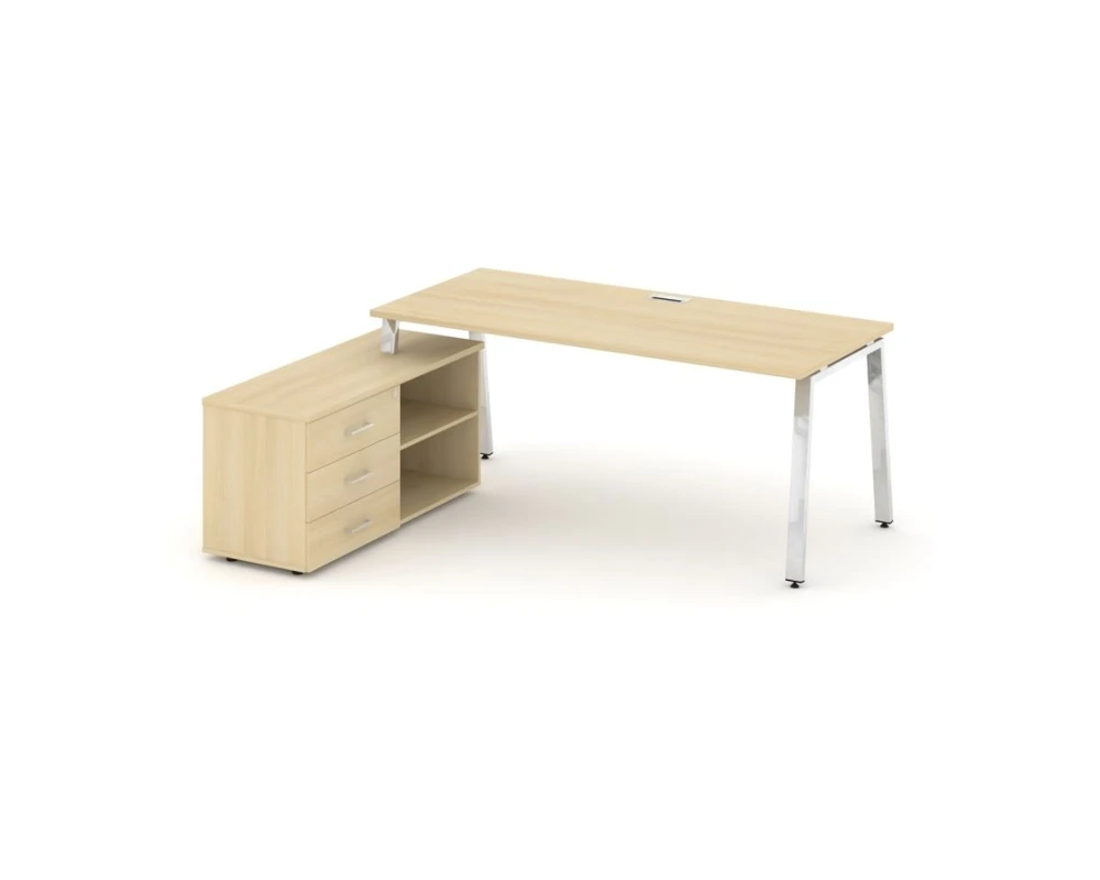 Стол письменный с греденцией левой на А-образном каркасе 1580x800x750 Стайл Проджект Директ Люкс / Style Project Direct Lux