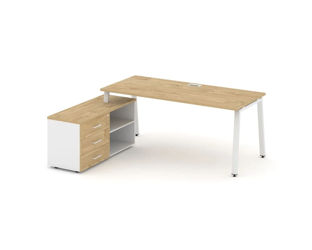 Стол письменный с греденцией левой на А-образном каркасе 2180x1480x750 Стайл Проджект Директ / Style Project Direct