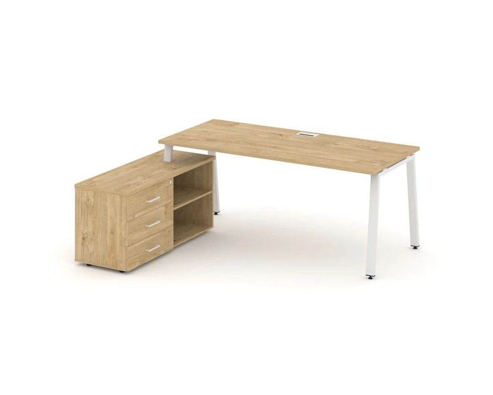 Стол письменный с греденцией левой на А-образном каркасе 2180x1480x750 Стайл Проджект Директ / Style Project Direct