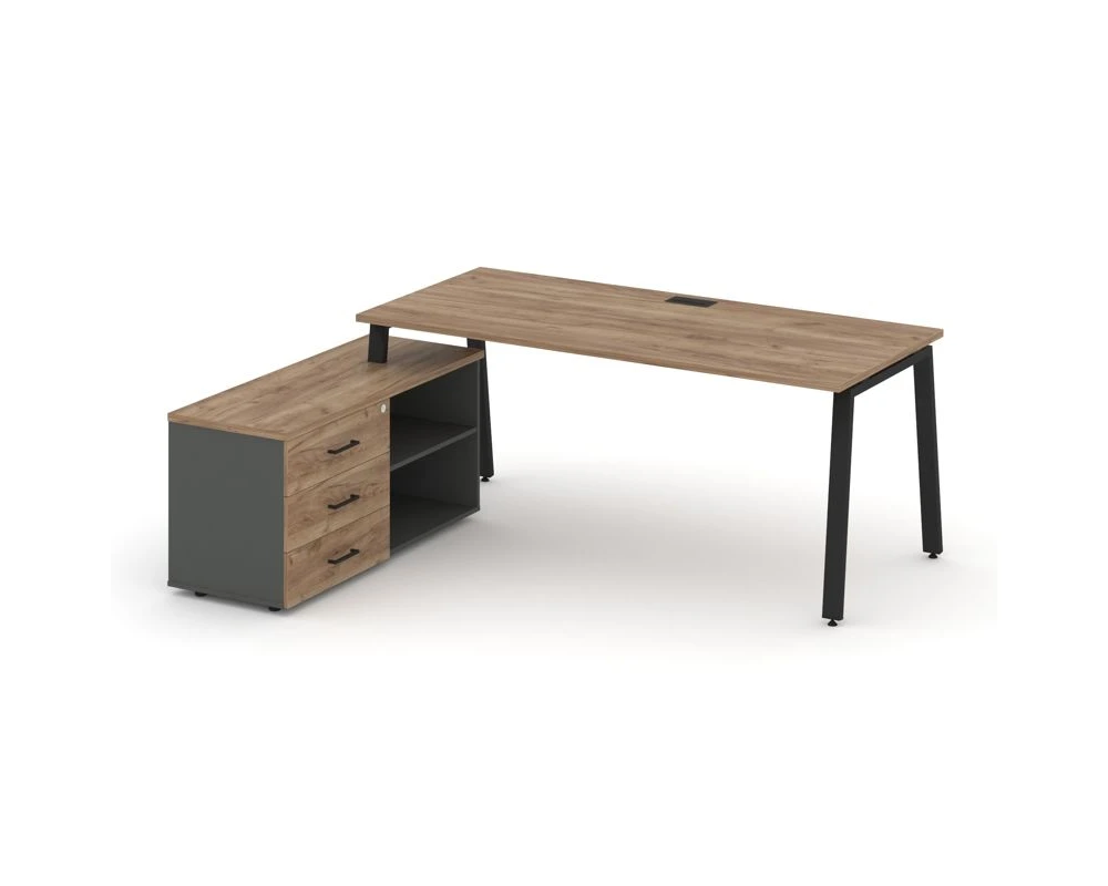 Стол письменный с греденцией левой на А-образном каркасе 2180x1480x750 Стайл Проджект Директ / Style Project Direct