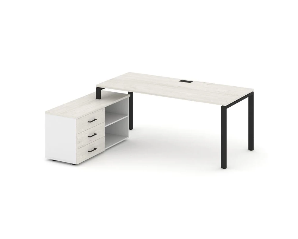 Стол письменный с греденцией левой на П-образном каркасе 2180x1480x750 Стайл Проджект Директ / Style Project Direct